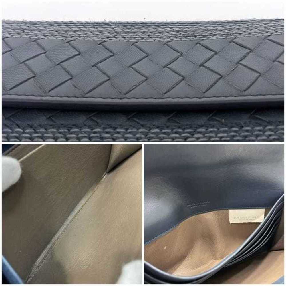 BOTTEGA VENETA Bifold Long Wallet Gray Blue Intrecciato Leather Flap Women's - Picture 9 of 10